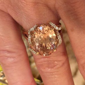 Smithsonian 14K Rose Gold Morganite and Diamond Ring